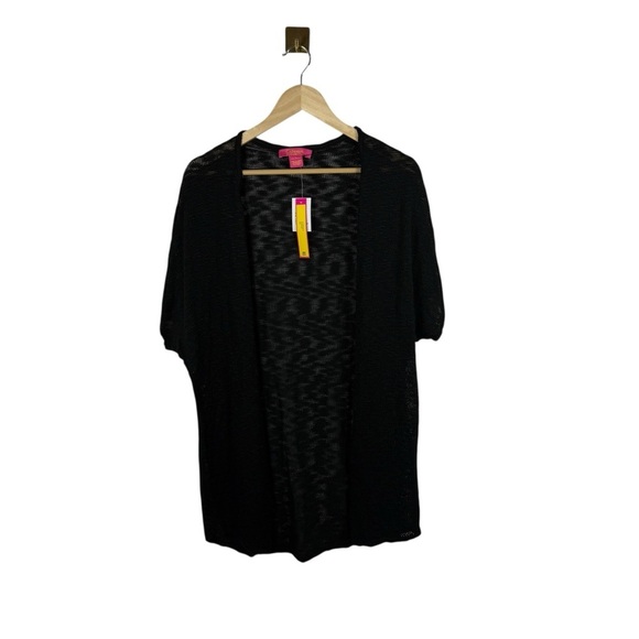 NWT Catherine Malandrino Women’s Open Knit Slub Cardigan in Black Size L - Picture 5 of 9